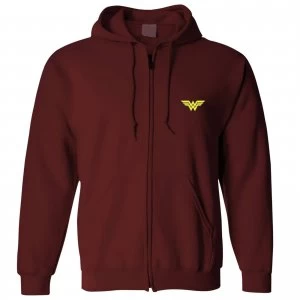 Image of DC Wonder Woman Unisex Zipped Hoodie - Burgundy - M