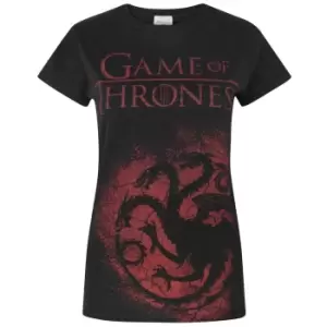 Image of Game of Thrones Womens/Ladies House Targaryen T-Shirt (M) (Black/Red)