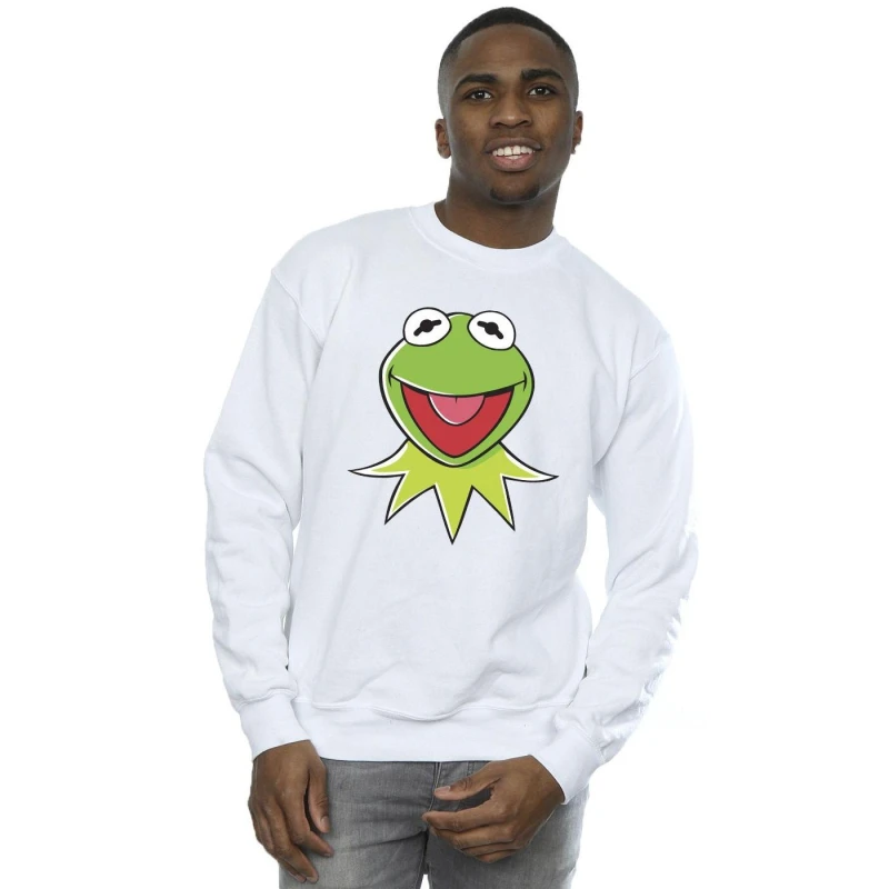 Image of Disney Men Muppets Kermit Head Sweatshirt in White Size: Small White S Male 5063153322226