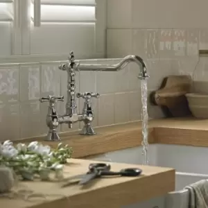 Image of Colonial Bridge Kitchen Sink Mixer Tap Dual Handle - Chrome - Bristan