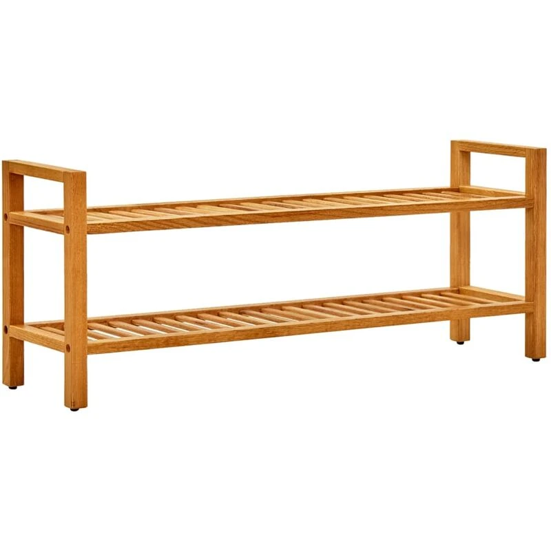 Image of VIDAXL Shoe Rack with 2 Shelves 100x27x40cm Solid Oak Wood Vidaxl 8720286543115