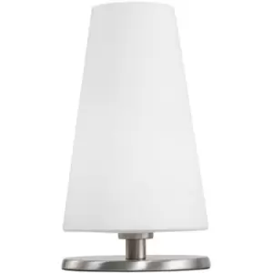 Image of Sienna Ancilla Cylindrical Table Lamp Steel Brushed, Glass Opal Matt