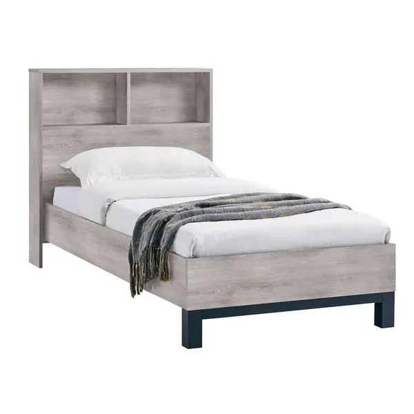 Image of Julian Bowen Bali Bookcase Headboard Bed 90cm - Grey Oak BAL107