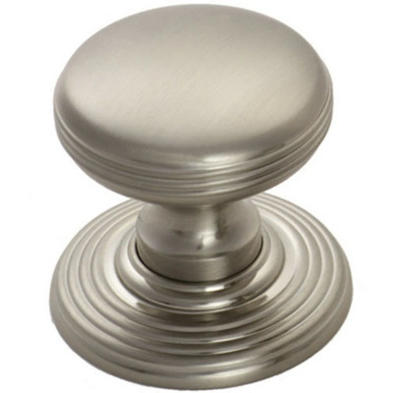 Image of Loops Smooth Ringed Cupboard Door Knob 28mm Dia Satin Nickel Cabinet Handle Metallics unisex