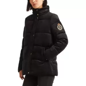 Image of Velvet Short Padded Coat with Press-Stud Fastening