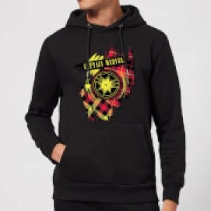 Image of Captain Marvel Tartan Patch Hoodie - Black