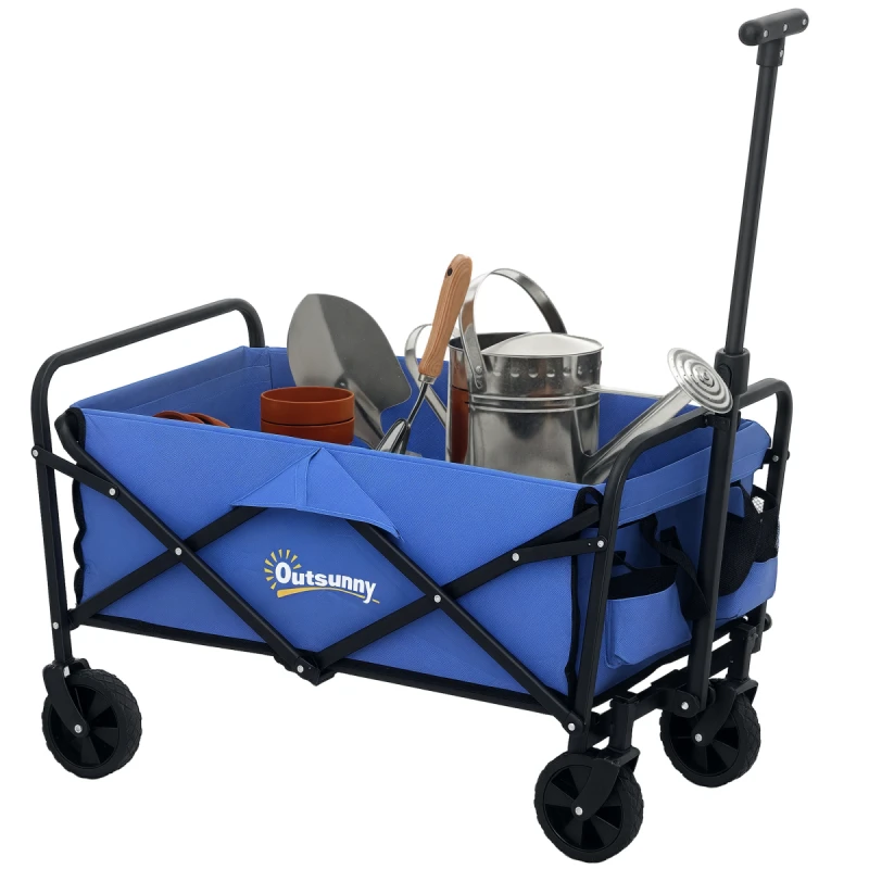 Image of Outsunny Outsunny 62L Festival Trolley, 120kg Heavy Duty Folding Trolley Cart - Blue