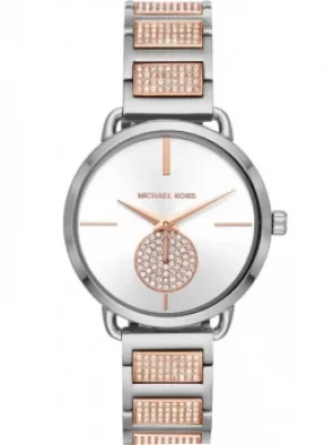 Image of Michael Kors Ladies Portia Two Colour Crystal Bracelet Watch MK4352