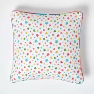 Image of Cotton Multi Colour Stars Cushion Cover, 45 x 45cm - Multi Colour - Homescapes