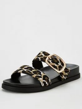 Image of Office Synthia Double Buckle Flat Sandal - Leopard