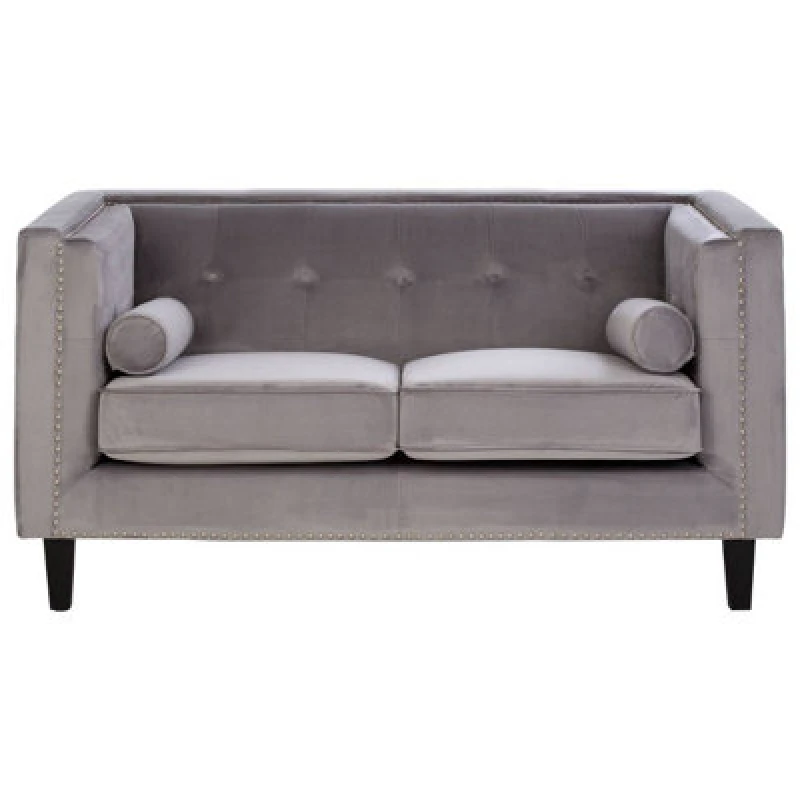 Image of Orsina Felisa Two Seater Grey Velvet Sofa