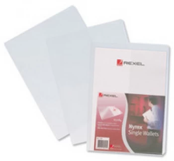 Image of Rexel Nyrex A4 Single Wallet Clear 1 x Pack of 25 Wallets