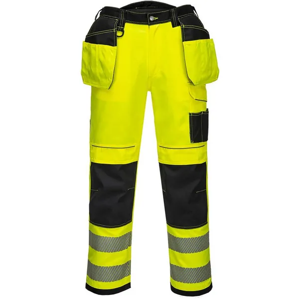 Image of Portwest PW3 Hi Vis Holster Pocket Work Trousers T501YBS42 Colour: Yellow / Black