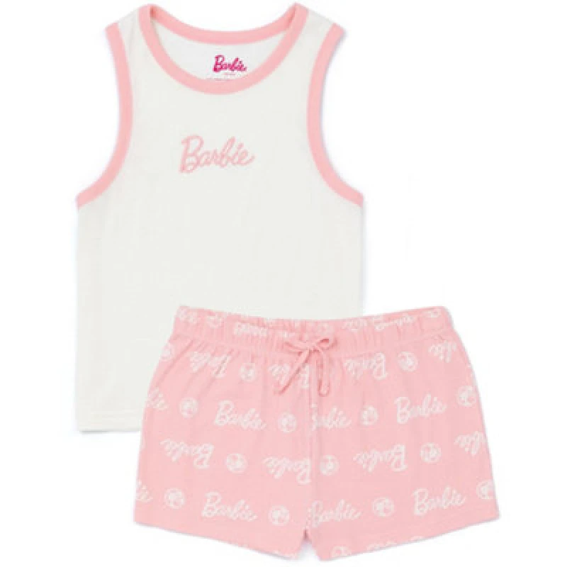 Image of Barbie Vest and Shorts Pyjama Set Pink female