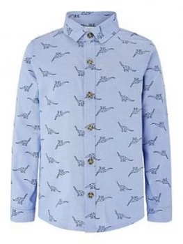 Image of Monsoon Boys Dino Chambray Long Sleeve Shirt - Blue