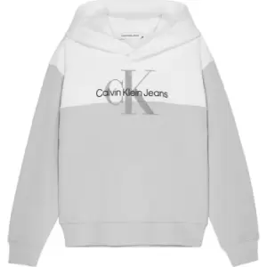 Image of Calvin Klein Jeans Calvin Klein Colourblock Monogram Hoodie Junior Boys - Grey