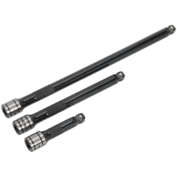 Image of Sealey AK7691 1/2 Drive 3 Piece Wobble Rigid Extension Bar Adaptor and Universal Joint Set 3/8"