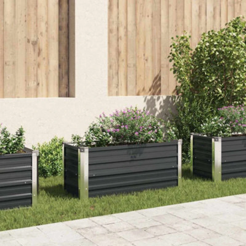 Image of vidaXL Garden Raised Bed Anthracite 100x40x45cm Galvanised Steel Planter Pot