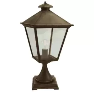 Image of Turin 1 Light Grande Pedestal - Black/Gold IP54