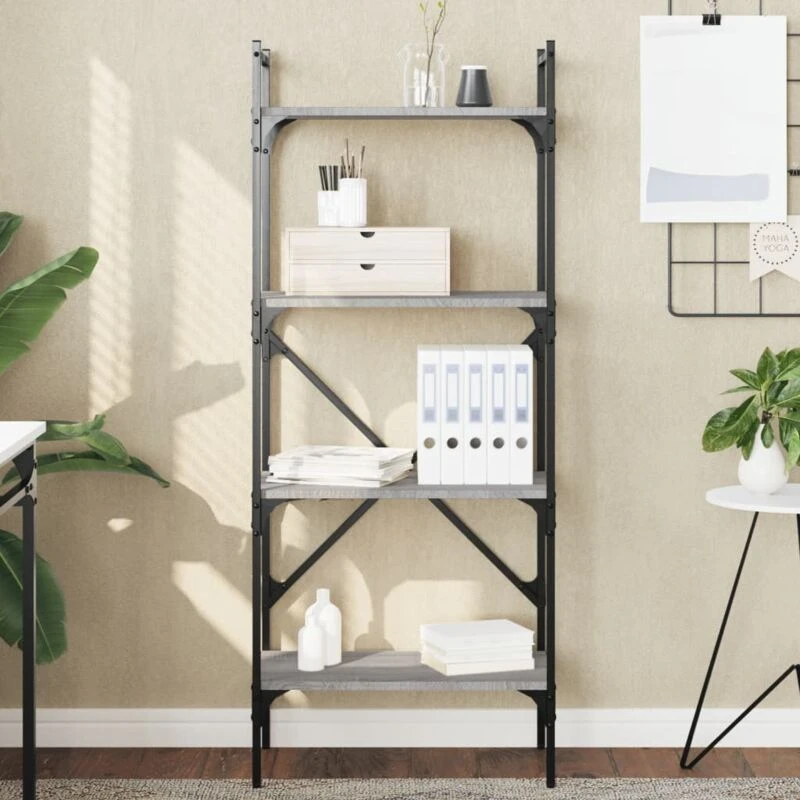 Image of Vidaxl Bookcase 4-tier Grey Sonoma 56X31.5X138.5cm Engineered Wood, Grey 833341