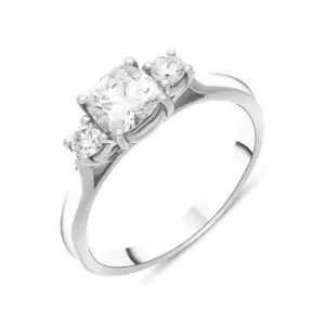 Image of Platinum 0.89ct Diamond Cushion Cut Three Stone Ring
