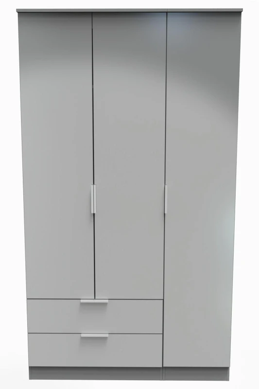 Image of Poole Triple Wardrobe With 2 Drawers In Uniform Grey & Dusk Grey (Ready Assembled)