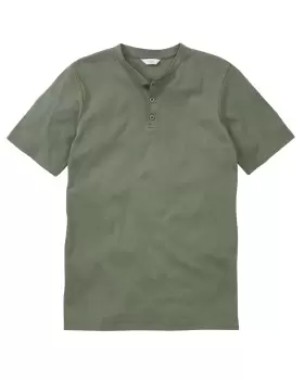 Image of Cotton Traders Short Sleeve Grandad Base Layer in Green