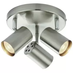 Image of 3x Adjustable Head Ceiling Spotlight Satin Chrome Round GU10 Kitchen Downlight