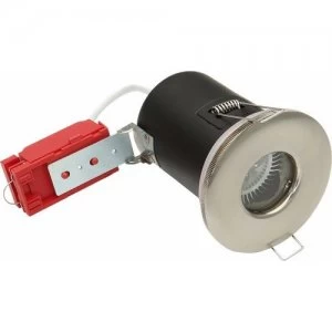 Image of KnightsBridge MR16 50W 12V Low Voltage IP65 Die Cast Fire Rated Shower Downlight - Brushed Chrome