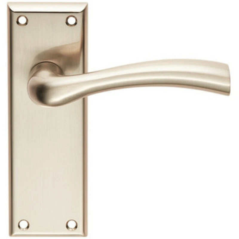 Image of Loops Chunky Curved Tapered Handle on Latch Backplate 150 x 50mm Satin Nickel Metallics