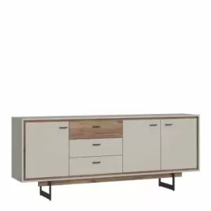 Image of Rivero 3 Door 3 Drawer Wide Sideboard In Grey And Oak