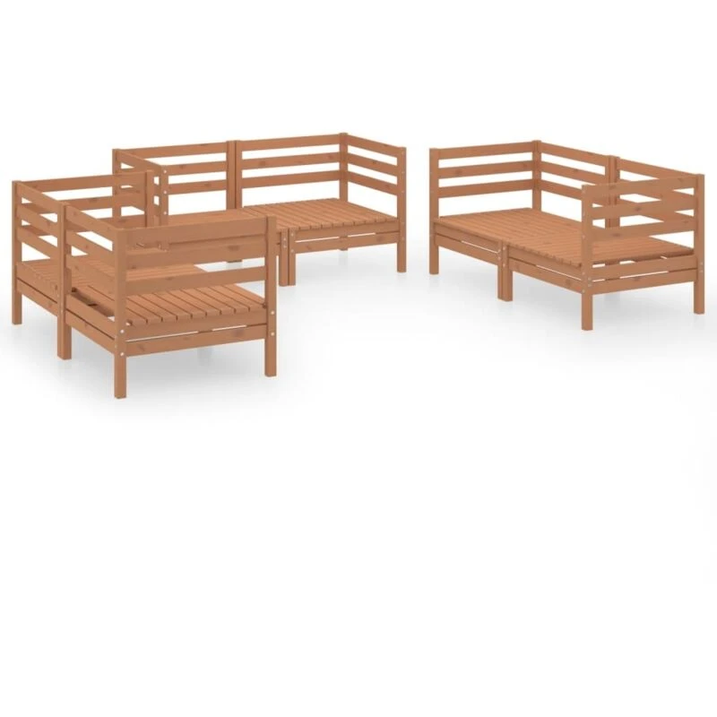 Image of VIDAXL 6 Piece Garden Lounge Set Honey Brown Solid Pinewood Vidaxl 8720286684672