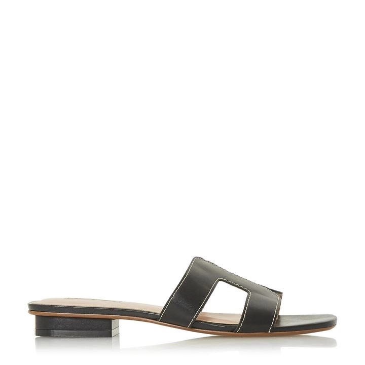 Image of Dune Black Leather 'Loupe' Mules - 3