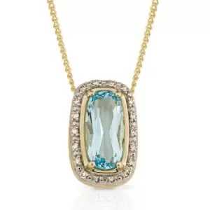 Image of JG Fine Jewellery 9ct Gold Elongated Sky Blue Topaz & Diamond Necklace