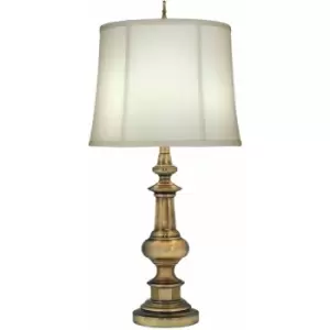 Image of Table Lamp Traditional Zince Cast Ivory Shadow Shade Antique Brass LED E27 60W