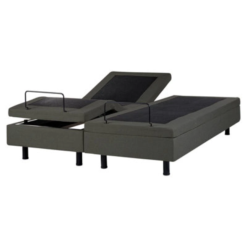 Image of Beliani Adjustable Bed Without Headboard Fabric Castellan 160 X 200 Cm (Eu King Size) Dark Grey