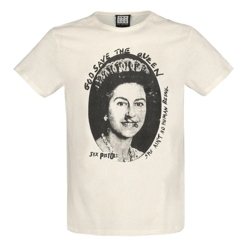 Image of Amplified Amplified Men God Save The Queen Sex Pistols Vintage T-Shirt in White Size: Small White S Male 5063470957255
