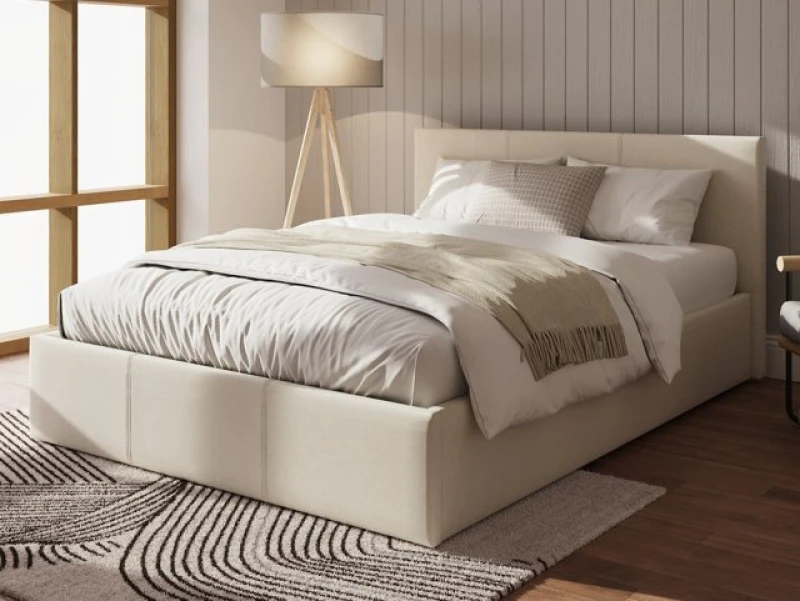 Image of GFW Ecuador 4ft6 Double Natural Hopsack Fabric Side Lift Ottoman Bed Frame