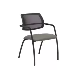 Image of Dams MTO Tuba Black 4 Leg Frame Conference Chair with Half Mesh Back - Tarot Pur