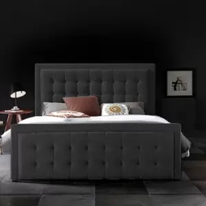Image of Envisage Trade - Swain Upholstered Beds - Plush Velvet, King Size Frame, Black - Black