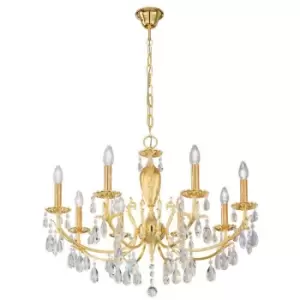 Image of Kolarz VICTORIA 2 - Classic Crystal 8 Arm Chandelier Polished Gold, 8x E14