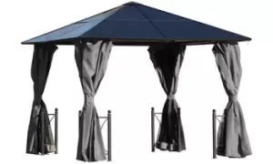 Image of Outsunny 3m x 3m Outdoor Aluminium Alloy Gazebo with Curtains - Dark Grey