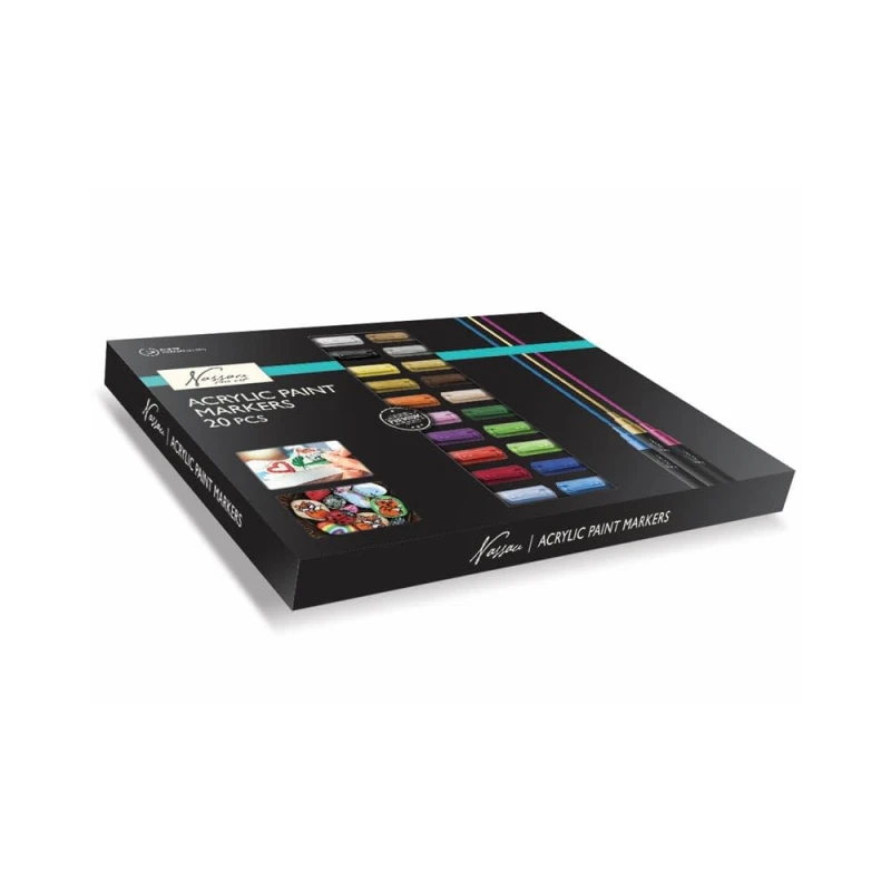 Image of Nassau Fine Art Acrylstifte fur Steine Wasserfest - 24 Stuck - Hochwertige Acrylmarker fur Holz Leinwand Keramik und Mehr