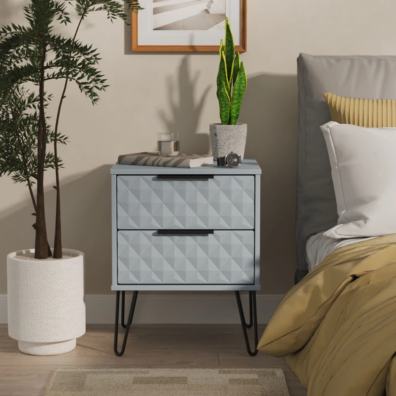 Image of Ready Assembled 2 U Islay 2 Drawer Bedside (Ready Assembled) in Light Blue Size: Small Light Blue Unisex Small