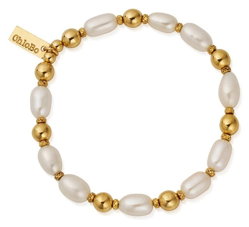 Image of ChloBo GBLPFR Ocean Pearl Bracelet Gold-Plated Sterling Jewellery