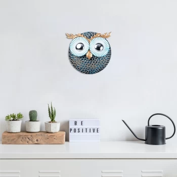 Image of Owl 3 - Silver Multicolor Decorative Metal Wall Accessory