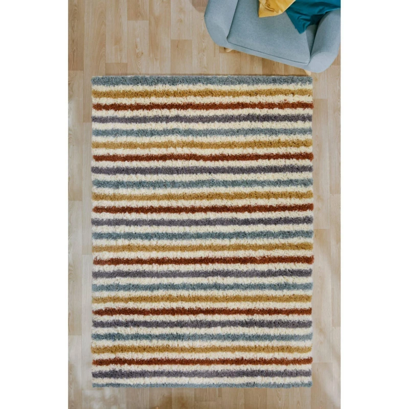 Image of Snug Stripe Multicoloured Rectangle Rug - 100x150cm Multicoloured
