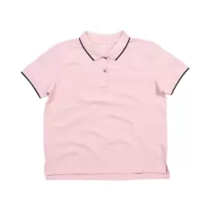 Image of Mantis Womens/Ladies The Tipped Polo Shirt (S) (Soft Pink/Navy)