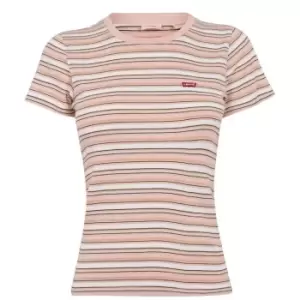 Image of Levis Short Sleeve Striped T Shirt - Pink