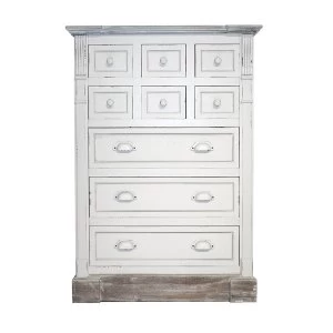 Image of Charles Bentley Shabby Chic Vintage French Style 9-Drawer Chest of Drawers